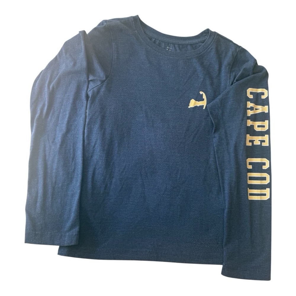 Navy Blue Long Sleeve Tee with Yellow Accents